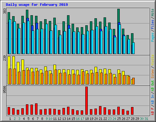 Daily usage for February 2019